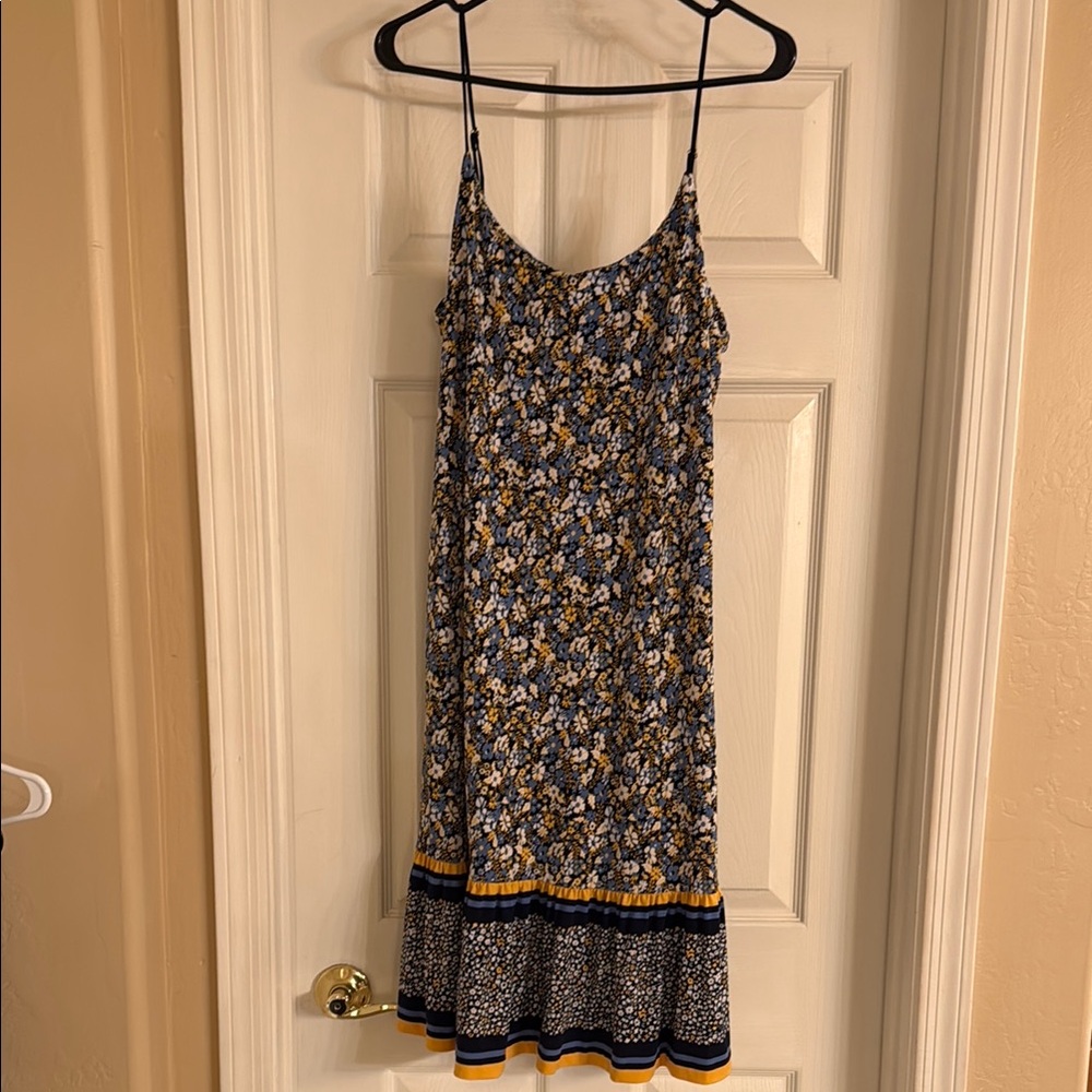 Michael Kors Blue and Yellow Floral Spaghetti Strap Sundress